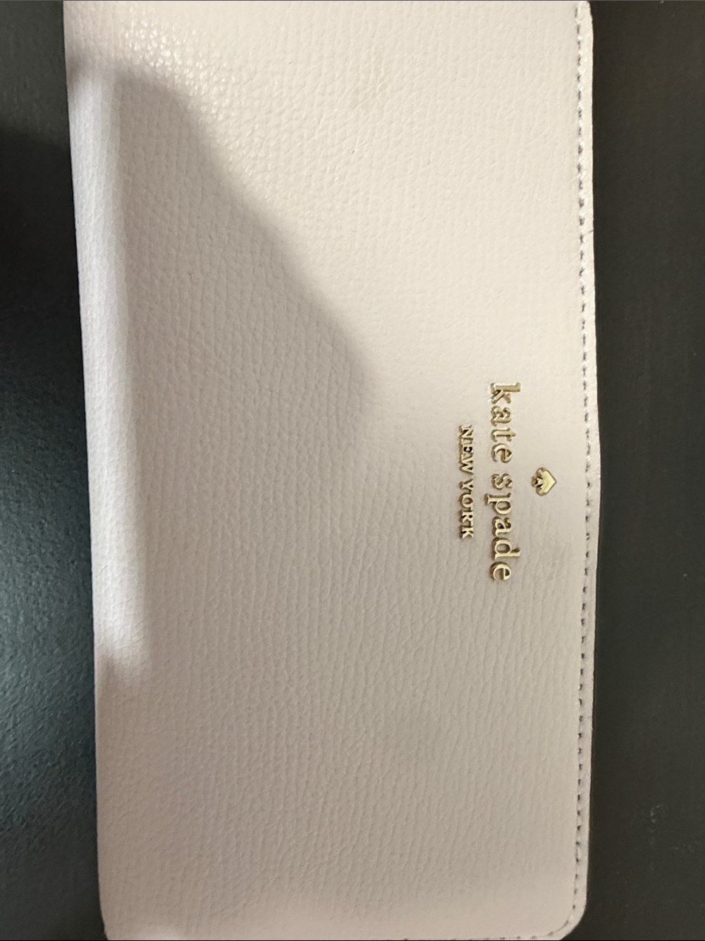 kate spade Light Pink Pebbled Leather Continental Wallet with Gold Logo